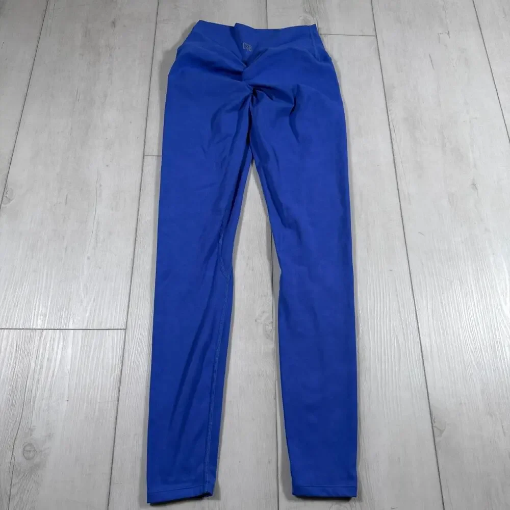 CSB Crop Shop Boutique Women's Medium Scrunch Leggings Blue Brown Lot Workout - Picture 3 of 15